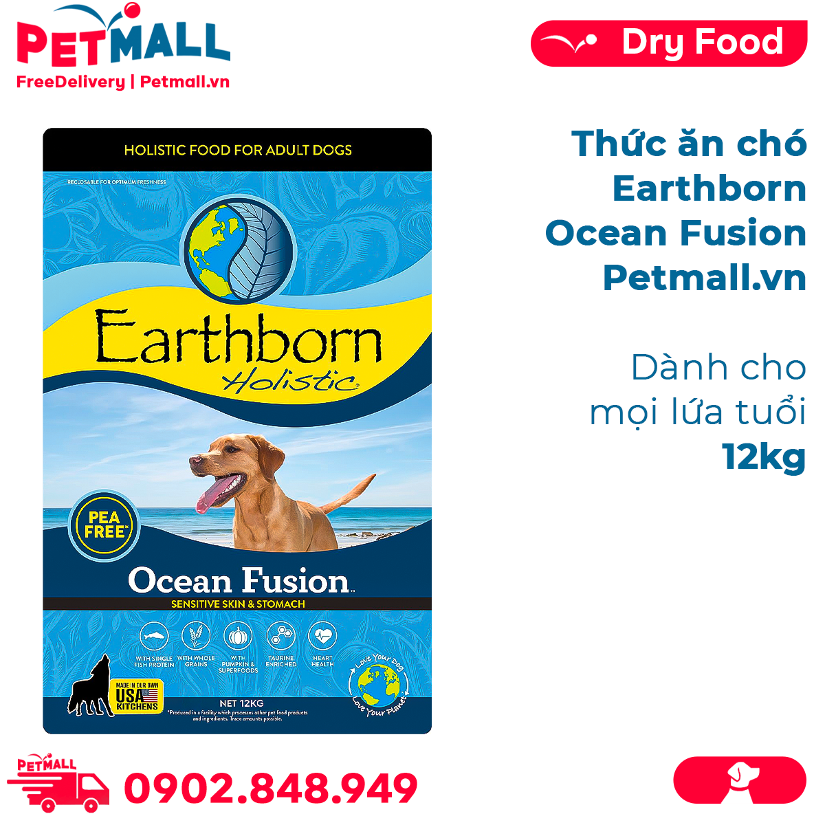 Thức ăn chó Earthborn Ocean Fusion 12kg - Dành cho mọi lứa tuổi Petmall