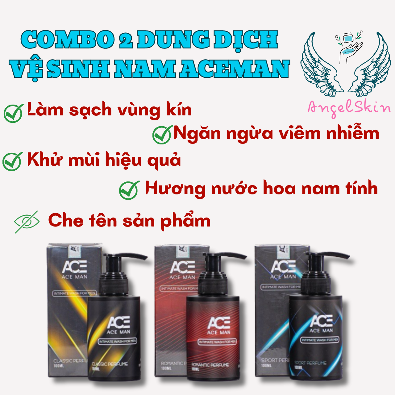 COMBO 2 chai dung dịch vệ sinh nam ACEMAN Hương Nước Hoa