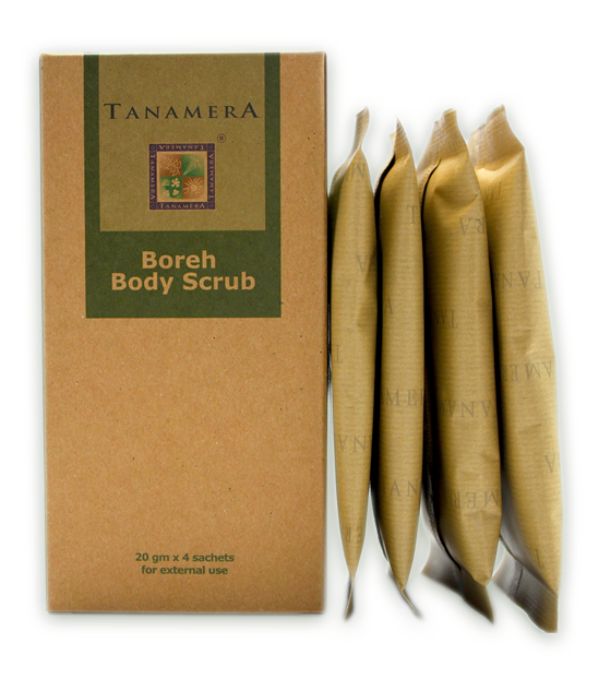 Bột nghệ thoa body sau sinh tanamera boreh body scrub 4 x 20g