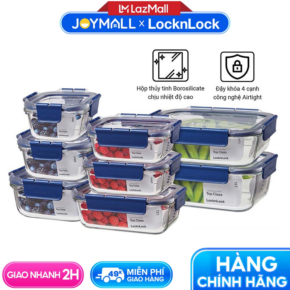 Hộp thuỷ tinh LocknLock đựng thực phẩm nhiều dung tích Top Glass - Hàng chính hãng, chịu nhiệt cao dùng được lò vi sóng - JoyMall