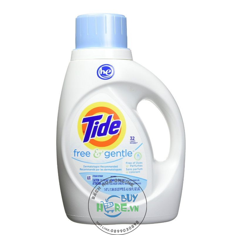 [HCM][Chính hãng] NƯỚC GIẶT TIDE Free & Gental 1.47L - Nhập chính hãng P&G USA [Hàng Auth - Chọn màu]
