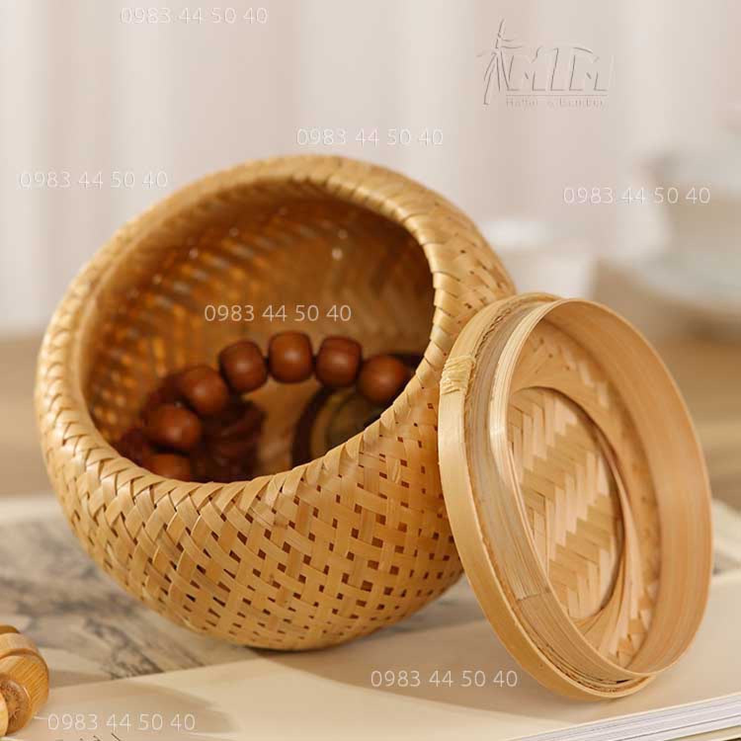 Hộp tre 2 lớp l Hộp đựng đồ kim chỉ, vòng, kẹp tóc