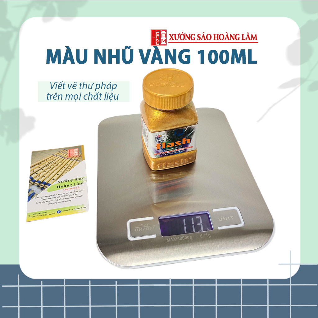 Màu nhũ vàng 100ml viết vẽ Thư pháp trên Dừa Dưa hấu trưng Tết Xưởng Sáo Hoàng Lâm