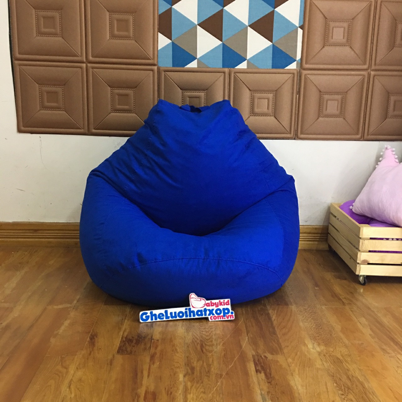 Vỏ ghế lười dáng lê đơn màu size M (80x100cm) chưa kèm hạt xốp