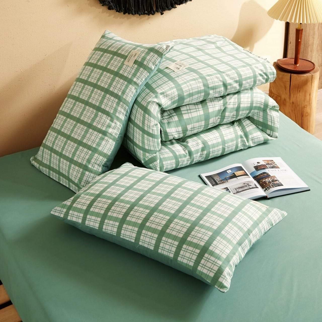 Vỏ gối nằm cotton TiCi họa tiết kẻ sang trọng