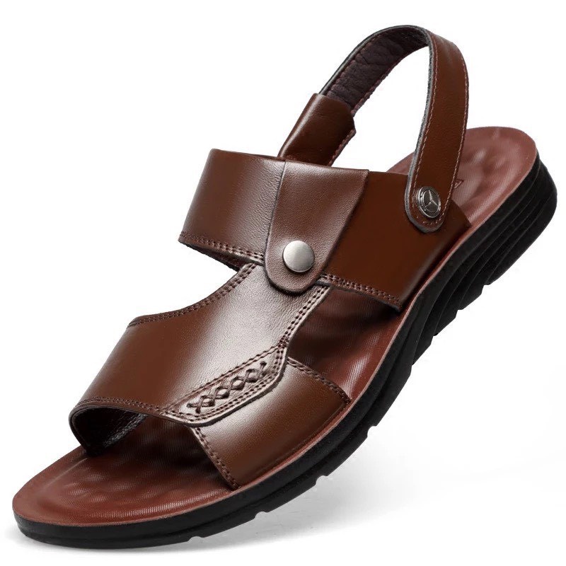 Dép nam da cao cấp đẹp quai chéo ngang có quai hậu thời trang niên trẻ trung - UDANY SHOP 666