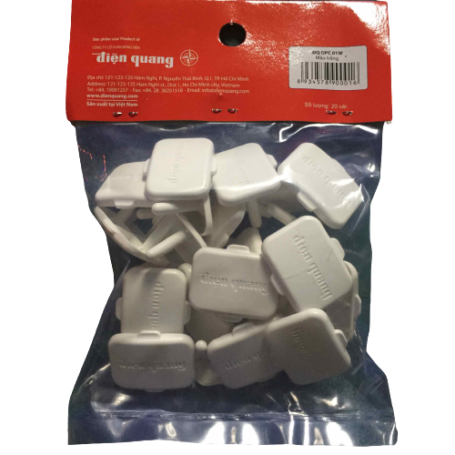 Combo 20 Nút bịt ô điện nhựa ABS có khóa chốt an toàn, Nút che ổ điện 2 chân Điện Quang