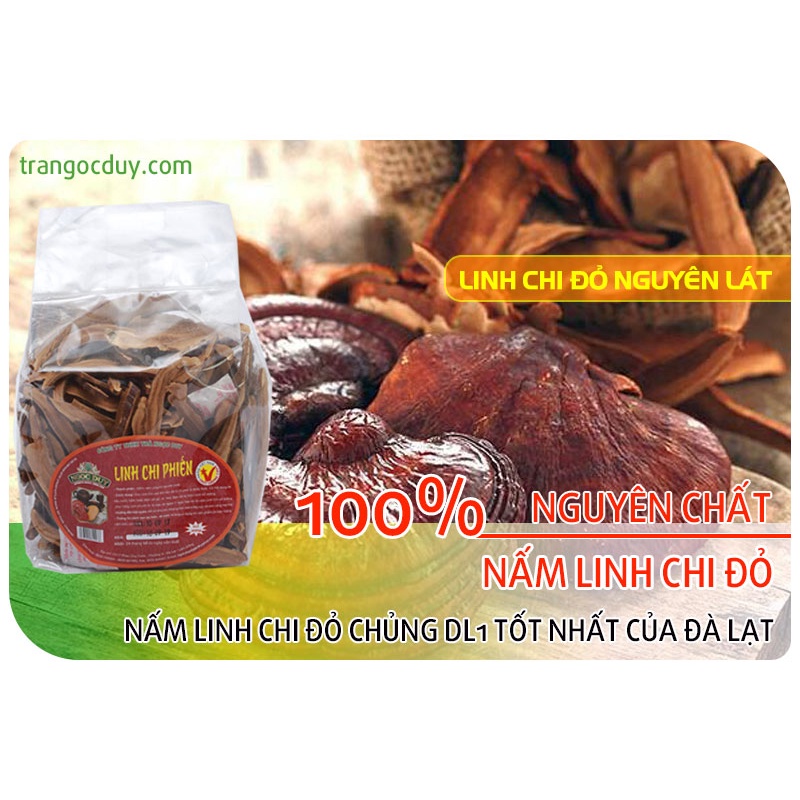 Nấm linh chi đà lạt sấy khô bịch 200gr linh chi phiến ngọc duy