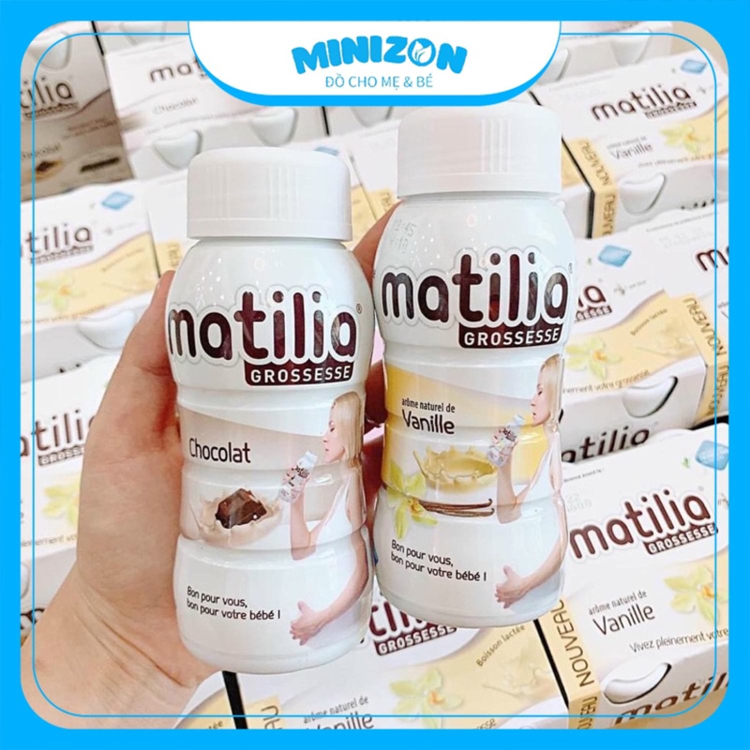 Lốc 4 chai sữa bầu matilia pháp đủ vị date dài hạn | minizon kids