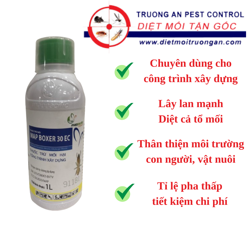 Thuốc diệt mối MAP BOXER 30EC, chuyên dùng để xử lí công trình, xuất xứ Singapore, chai 1 lít