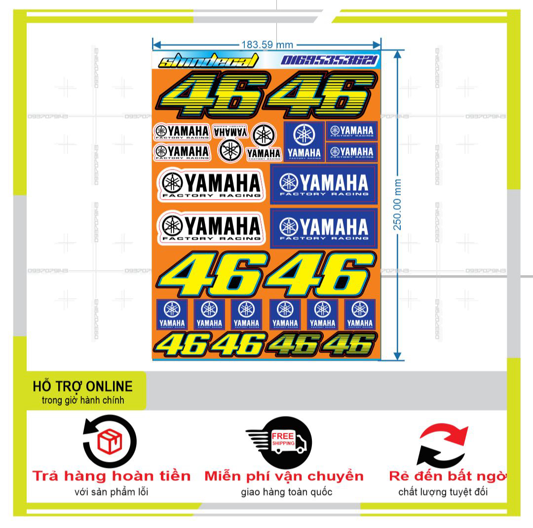 Logo sticker 46 dán xe máy m49