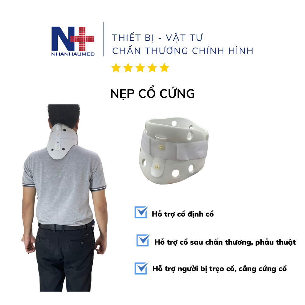 Nẹp Cổ Cứng Cố Định Đốt Sống Cổ Hỗ Trợ Cổ Sau Mổ Mút EVA Êm Ái - Nẹp Cổ Cứng Trắng