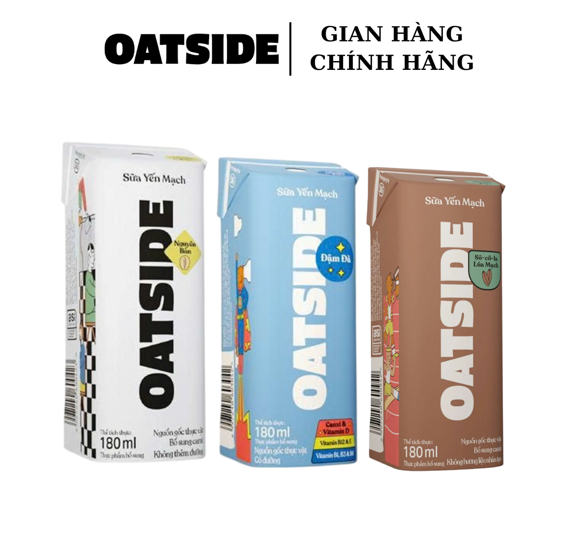 Sữa Yến Mạch OATSIDE Vị Nguyên Bản, Đậm Đà, Socola 180ml/ Hộp