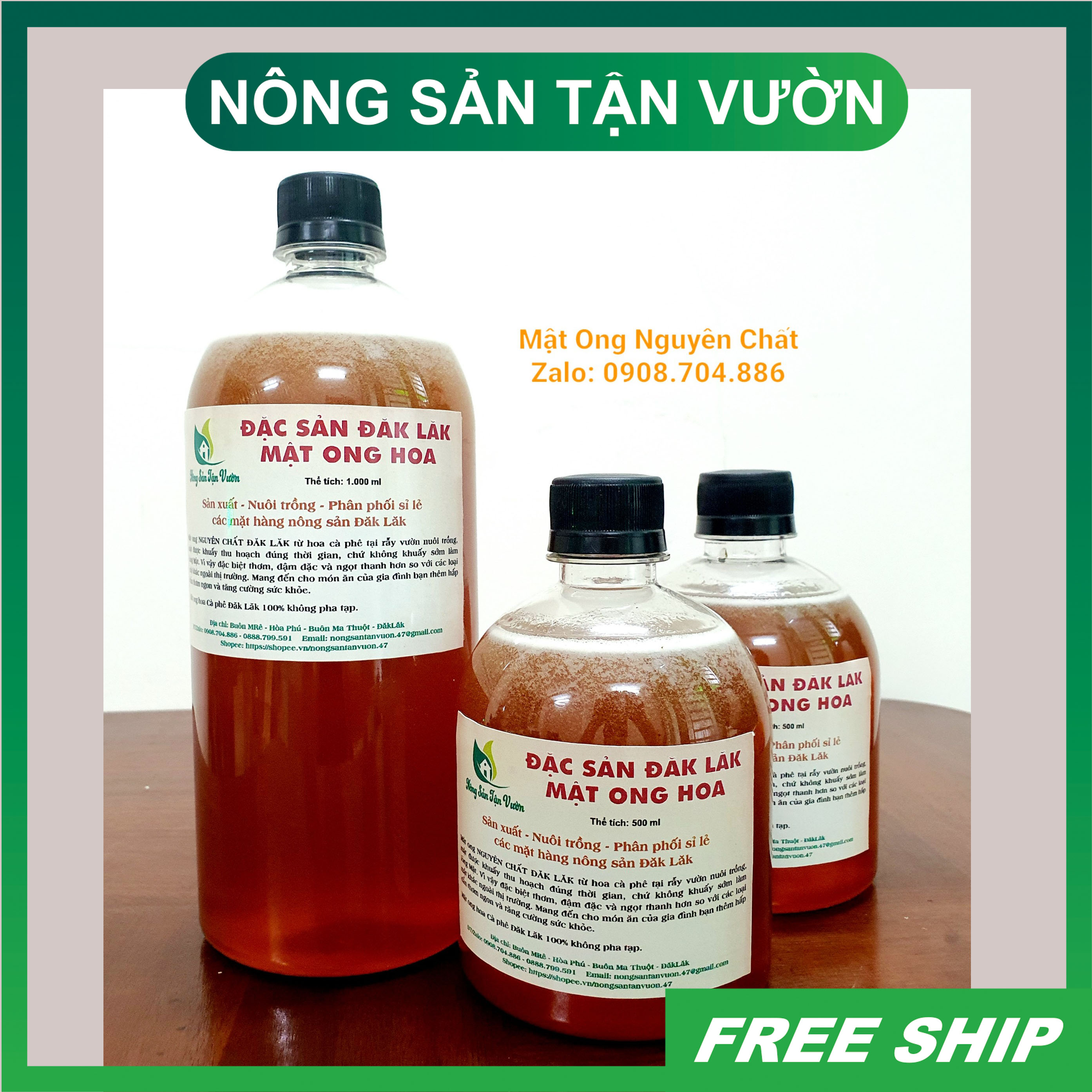 Mật Ong Hoa Cà phê hàng chuẩn Đăk Lăk (Có Giấy Chứng Nhận) = Nguyên chất 100% ko pha tạp, sản phẩm được đảm bảo. Chai 1Lit