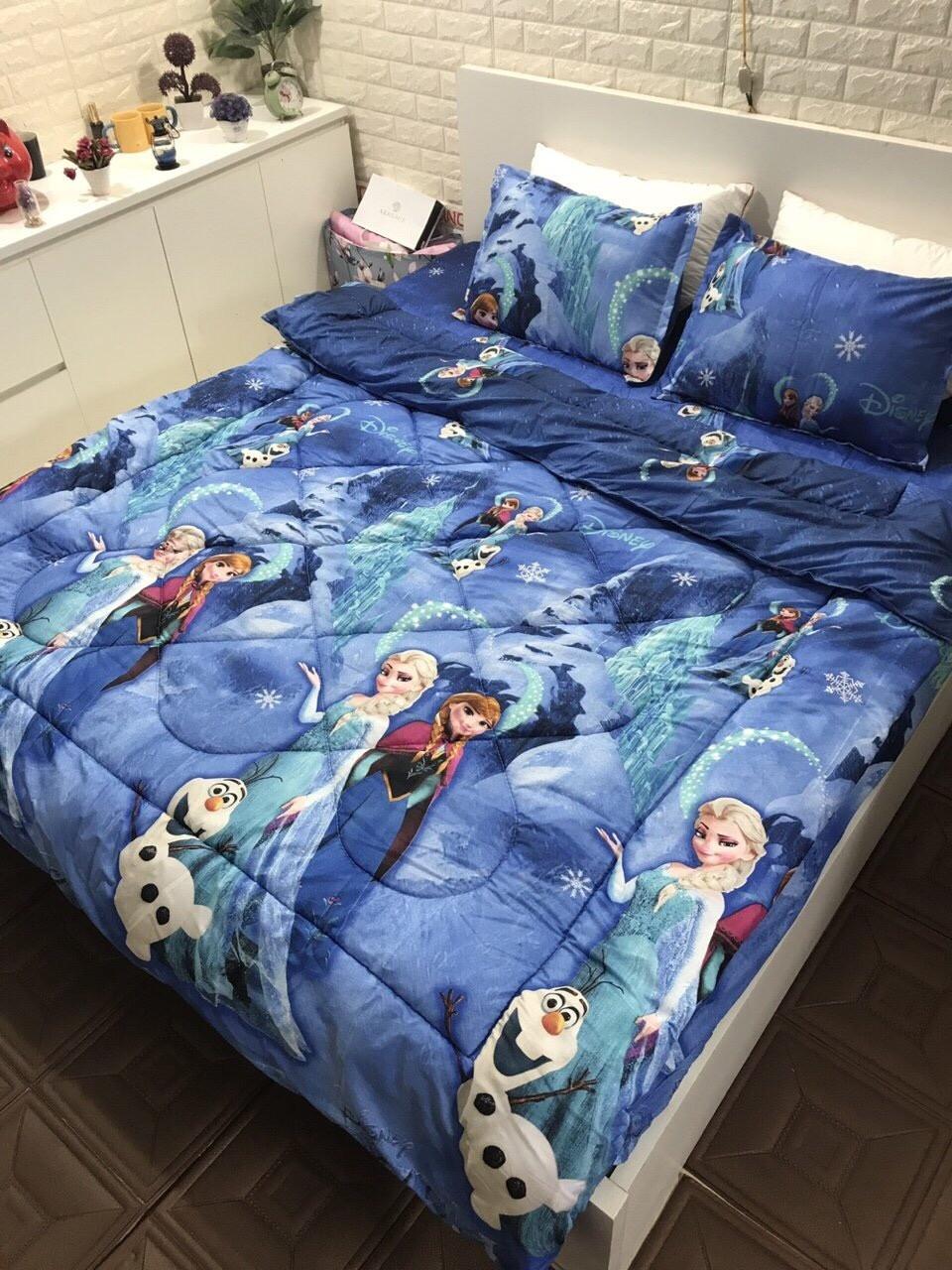 Set 5 Món Chăn Phao Chần Bông Tinh Khiết( 1 Chăn Chần Bông,1 ga bọc,2 áo gối nằm,tặng kèm1 áo gối ôm) Mẫu Mới năm2019