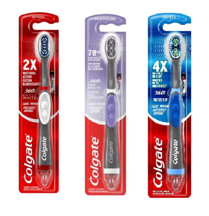 Bàn chải dùng pin Colgate 360 Sonic Battery Power Toothbrush with Floss-Tip Bristles & Tongue and Cheek Cleaner