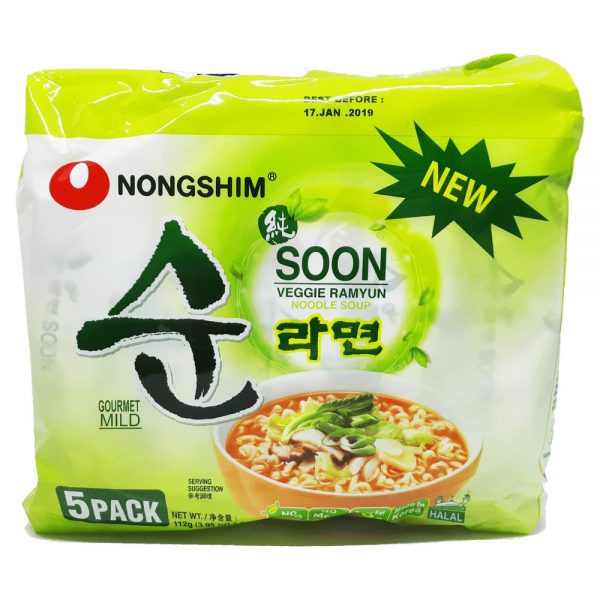 Lốc 5 Gói Mì Chay Soon Veggie Nongshim 112G