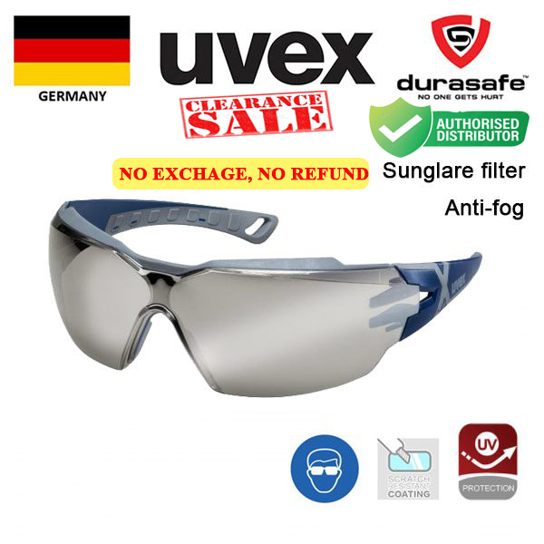 Kính UVEX 9198885 Pheos cx2 spectacles Silberspgl. AF blue/grey tặng kèm hộp và khắn lau kính