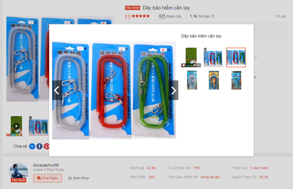 Dây Bảo Vệ Cần Câu Tay đủ size 2m 5m 10m 15m 20m dùng tránh rơi cần