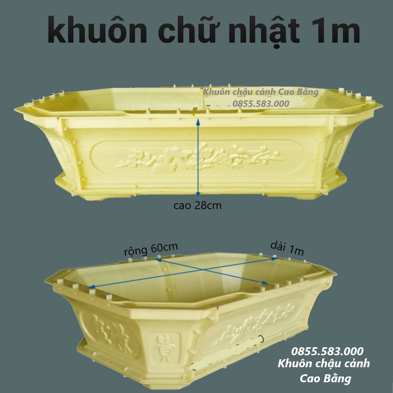 Khuôn đúc chậu cảnh chữ nhật 1m