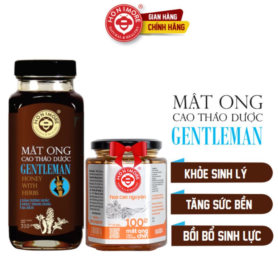 Combo mật ong rừng, mật ong nguyên chất - Mật ong cao thảo dược Gentleman 310g + 1 lọ Mật ong rừng nguyên chất 360g - mật ong - mật ong rừng nguyên chất- Chuyên dành cho đàn ông giúp tăng bản lĩnh quý ông, tăng cường sức khỏ