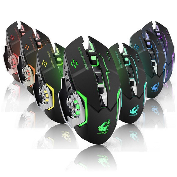 CHUỘT CHUYÊN GAME  KHÔNG DÂY CÓ THỂ SẠC PIN FREE WOLF X8 PRO Wireless 2.4GHz VỚI LED TỰ ĐỘNG ĐỔI MÀU