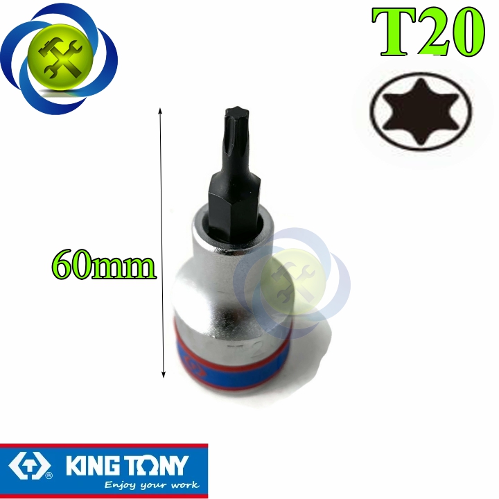 Đầu tuýp sao t20 1/2 kingtony 402320 dài 60mm trắng đen