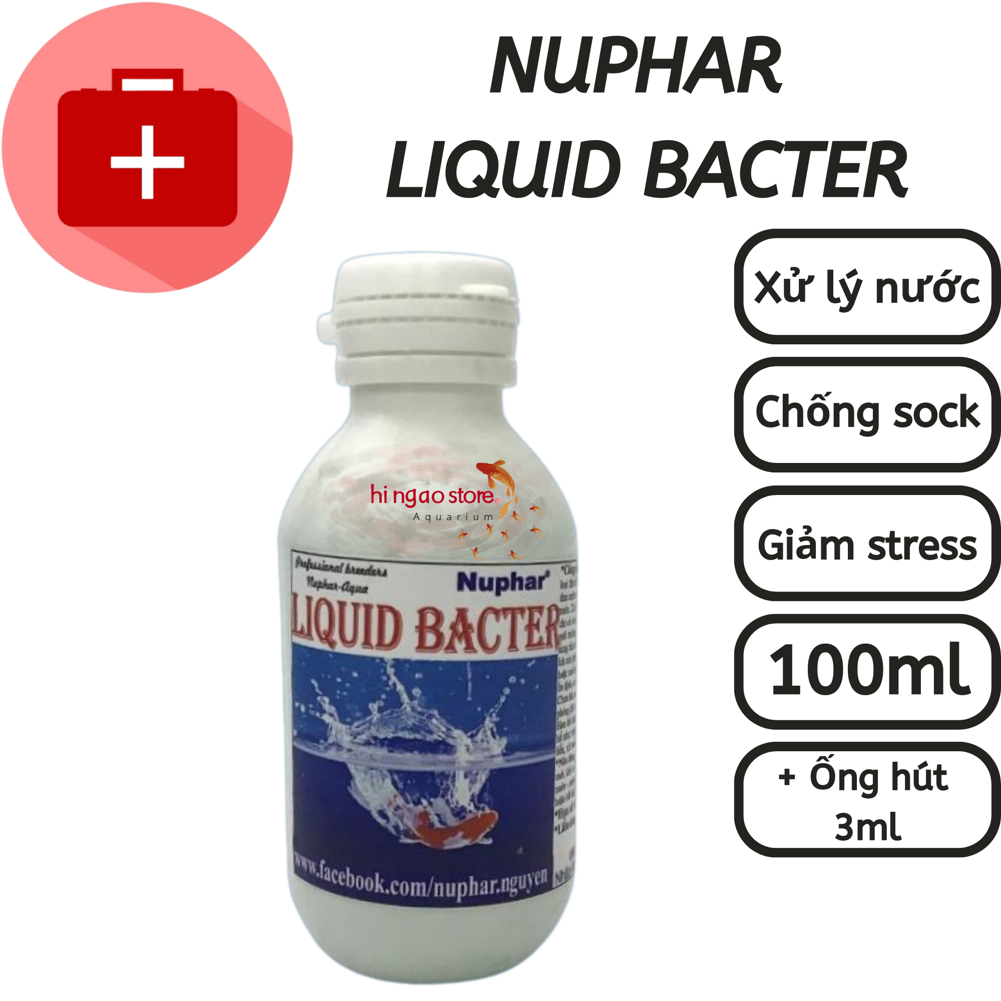 NUPHAR Dung Dịch Liquid Bacter xử lý nước chống sock cho cá cảnh - Sản phẩm giúp cá khỏe | Hingaostore.