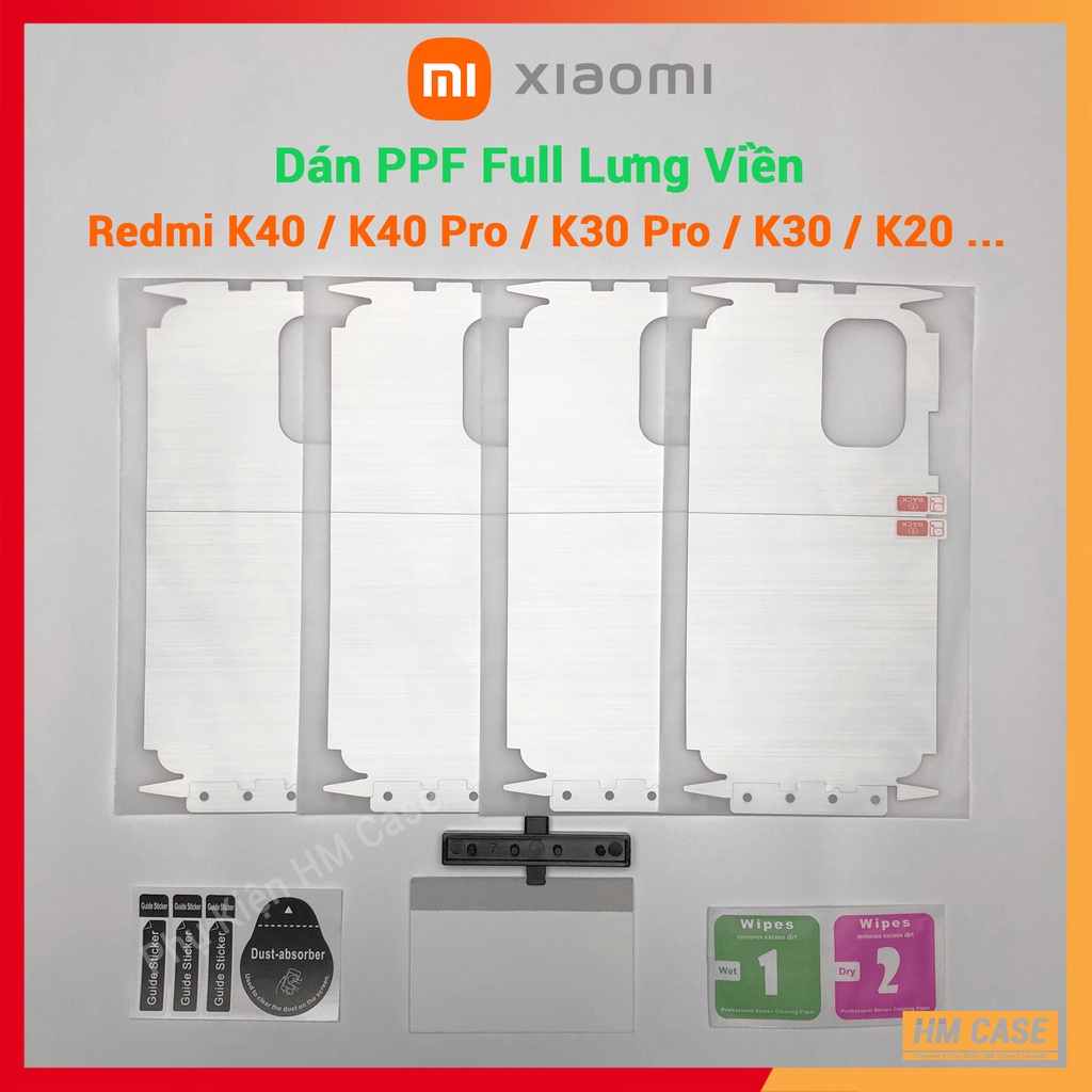 Miếng Dán PPF Full Lưng Viền Xiaomi Redmi K40 / K40 Pro / K30 (4G, 5G, U, i) / K30S / K30 Pro / K20 / K20 Pro
