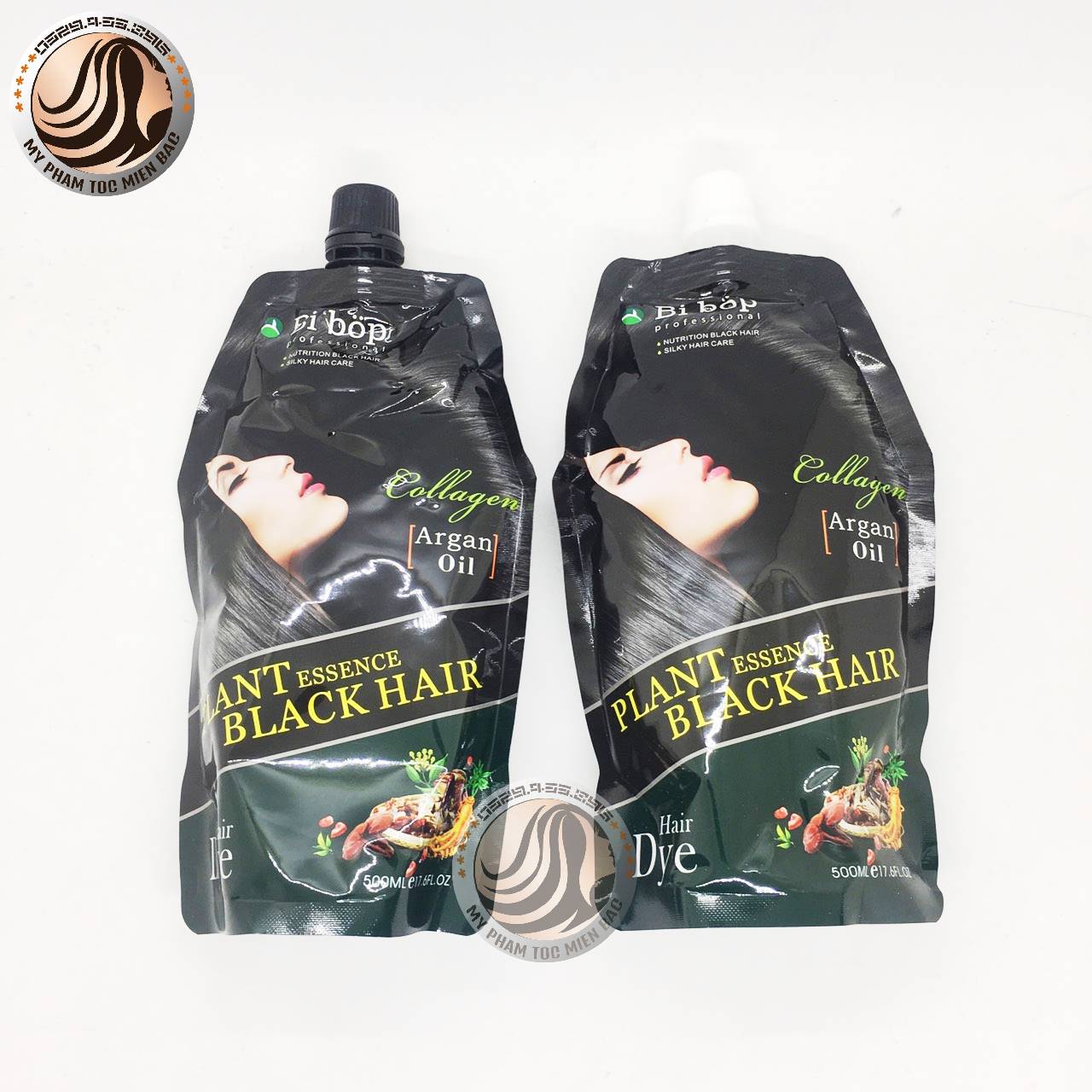 Nhuộm Đen tóc Thảo mộc Bibop Collagen không dính da đầu phủ bạc tóc đen nhuộm tóc đen tại nhà