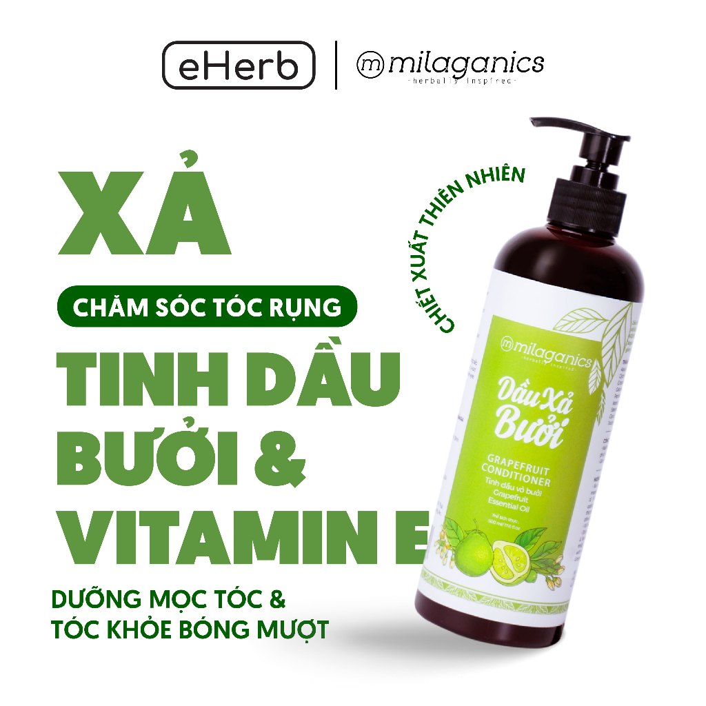 Dầu xả bưởi ngừa rụng, dưỡng tóc, mềm mượt tóc từ tinh dầu bưởi nguyên chất milaganics 750ml