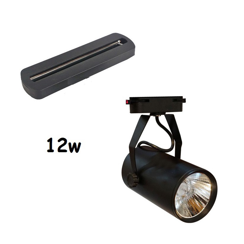 Bộ đèn rọi ray 12w kèm đế ngồi ánh sáng vàng nắng - Led Thiên Mã