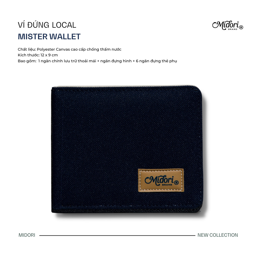 Ví Vải MISTER WALLET Nam Polyester Siêu Bền Đẹp Kháng Nước Unisex local brand Midori For Man