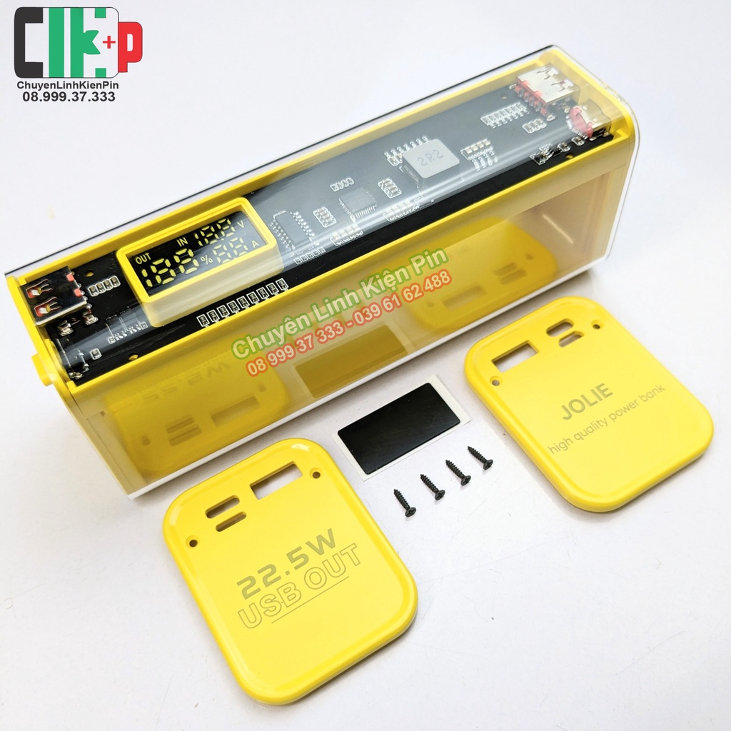 Box sạc dự phòng 22.5w trong suốt 8 cell 18650, mạch sạc nhanh qc 3.0