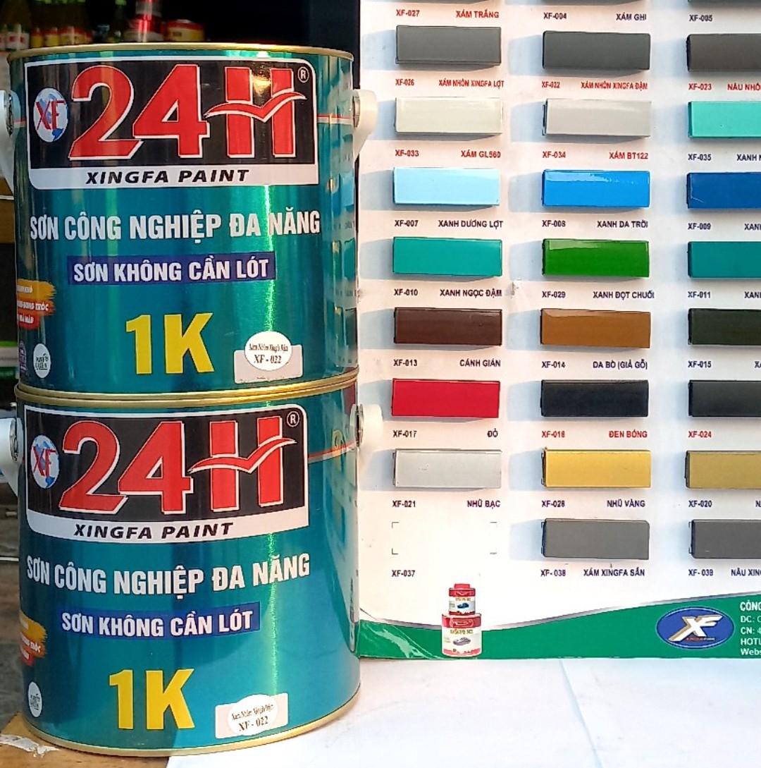 Sơn Sắt Kẽm Xingfa 24H 1K 1 TP 900gr dùng tốt cho ngoài trời, Sơn kim loại mạ kẽm đa năng trên nhiều bề mặt sắt đen, bê tông, gỗ.....