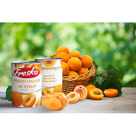 Đào tươi ngâm Fresko 820g - Nhập khẩu nguyên hộp từ Hy Lạp