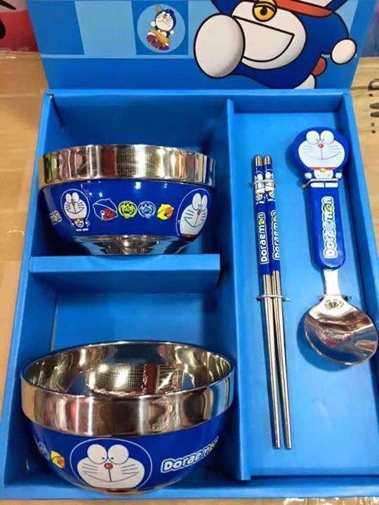 Bộ bát ăn dặm inox chống nóng doremon