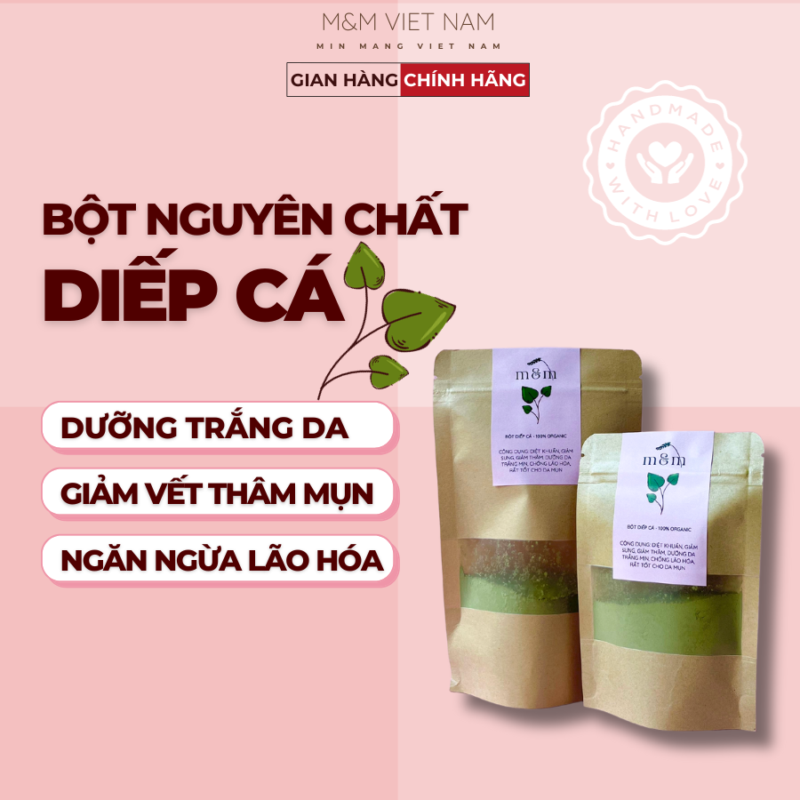 Bột rau diếp cá đắp mặt, sấy lạnh, nguyên chất hữu cơ, handmade,trắng da dưỡng ẩm, mờ thâm sạm