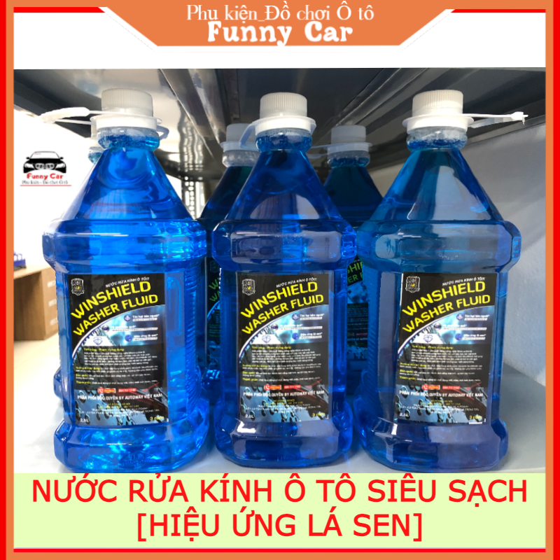 Nước Rửa Kính Ô tô, Can 2,5 lít siêu sạch, Tạo [Hiệu Ứng Lá Sen] Không bám nước