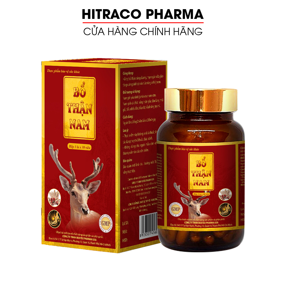 Viên uống tăng cường sinh lý nam bổ thận tráng dương Bổ Thận Nam - Hộp 30 viên thành phần nhung hươu nhân sâm ba kích thục địa