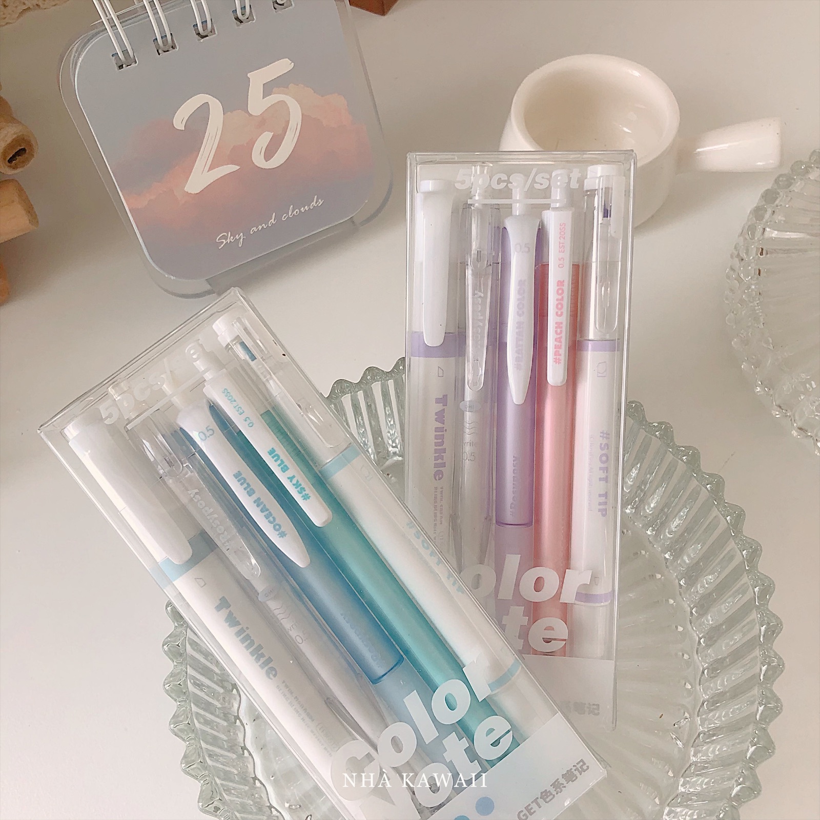 Set bút take note Color Note màu pastel gồm bút gel và highlighter || Nhà Kawaii