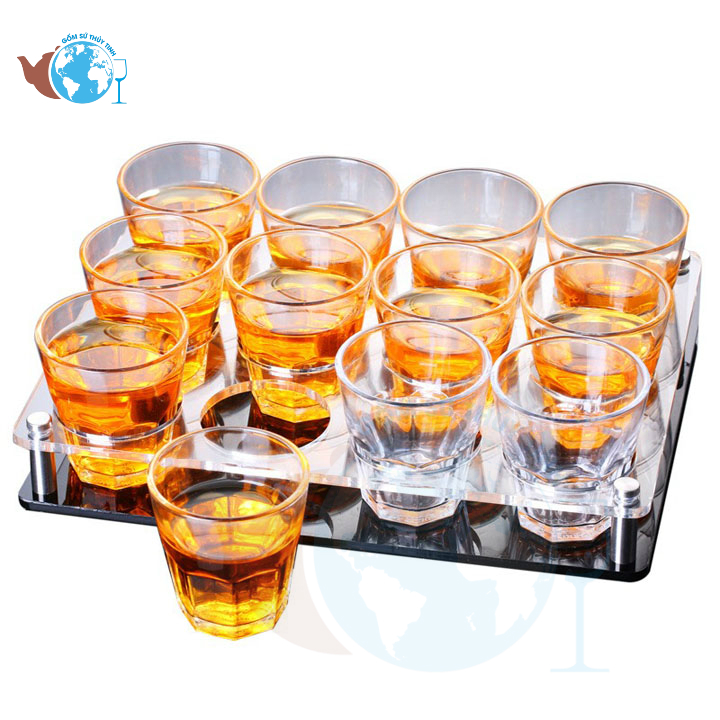 Bộ 12 cái ly thủy tinh uống trà đá - ly thủy tinh 8 góc lùn ly đẹp - kh389