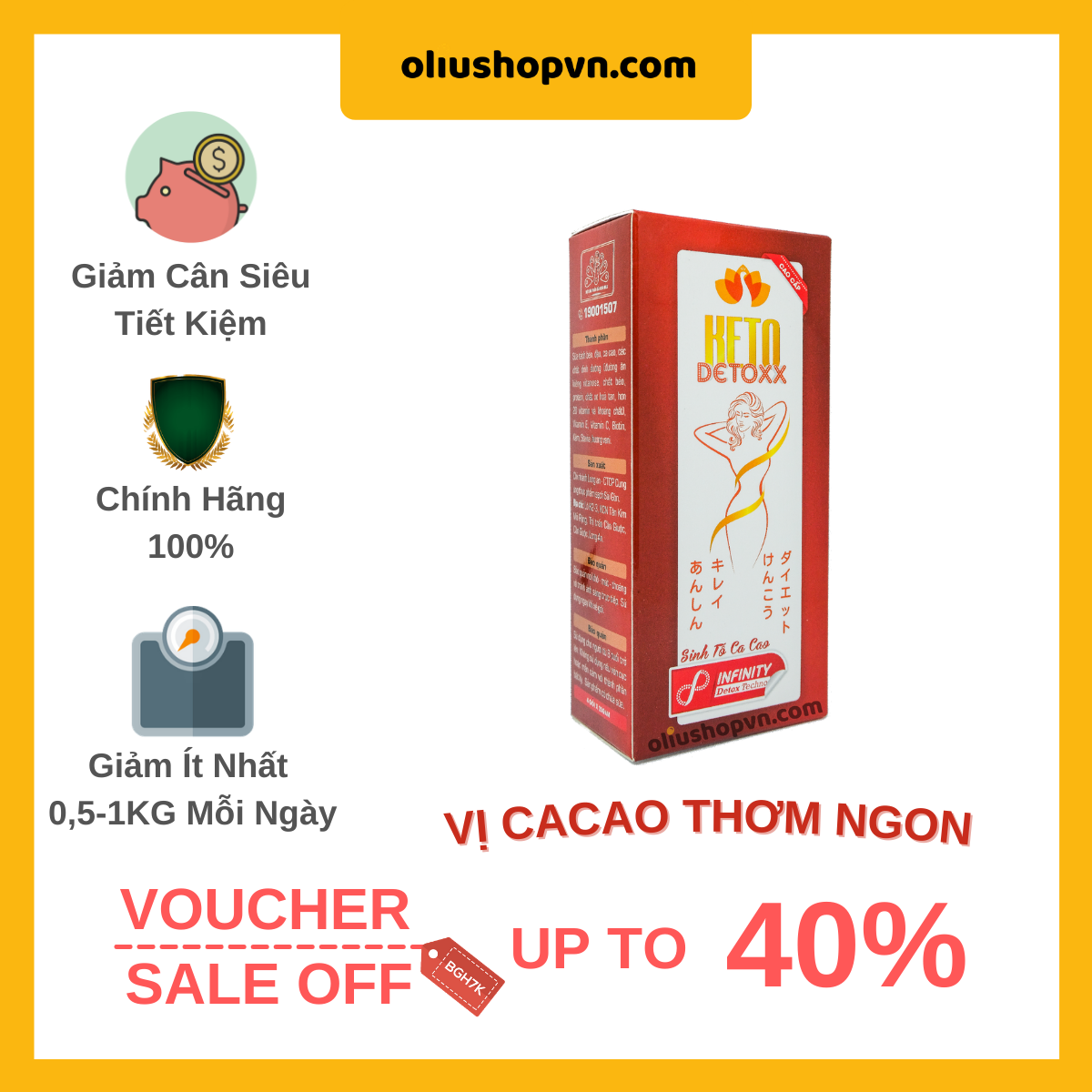 Sinh Tố Giảm Cân Keto Detoxx Vị Cacao - Detox, Giảm Cân Nhanh, An Toàn, Hiệu Quả Với Công Nghệ Infinity Detox Techno