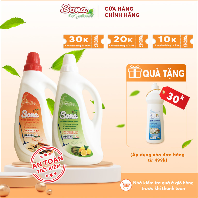 Nước lau sàn sinh học hương chanh sả 1.25kg - Sona- xua đuổi côn trùng, nhà sạch thơm tho
