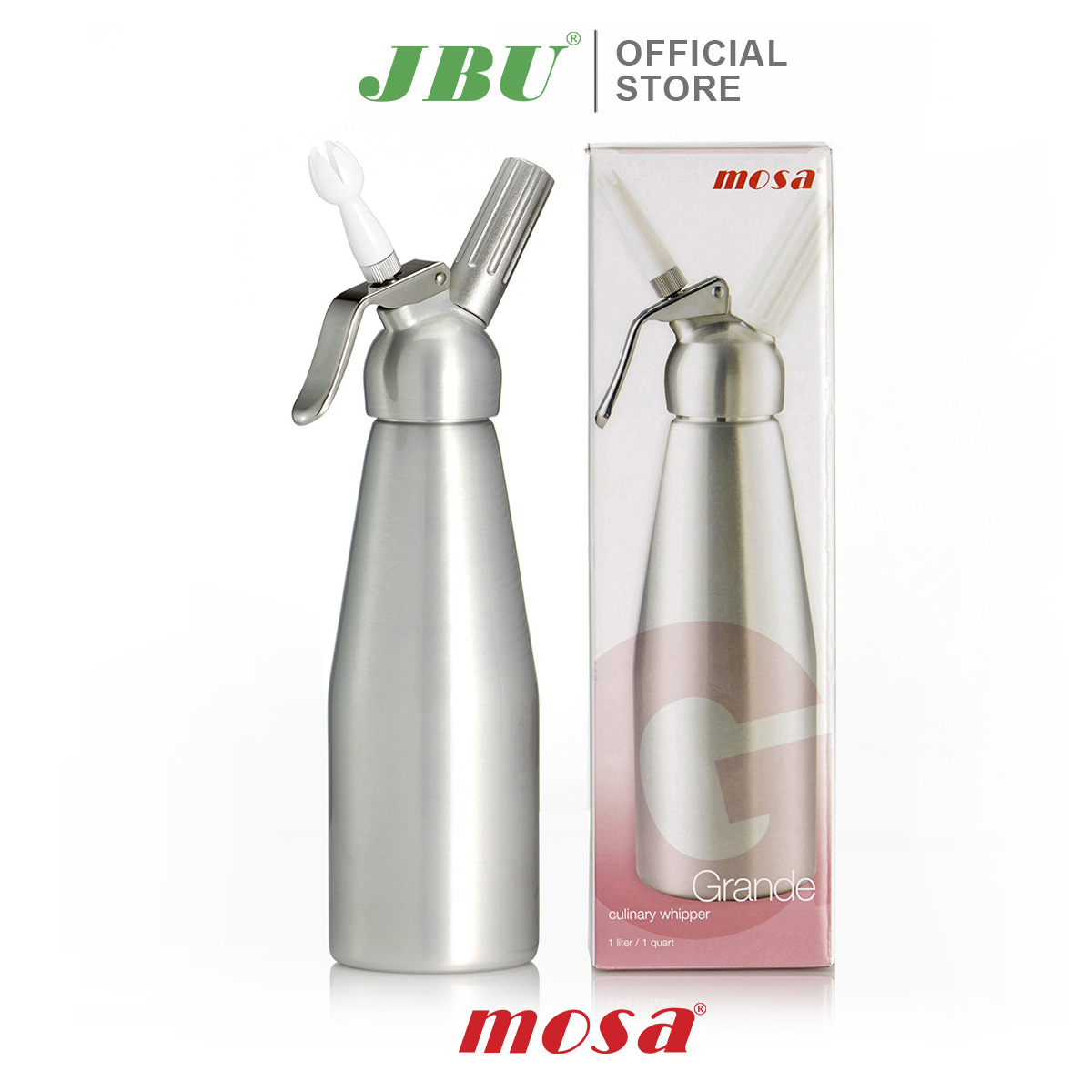 Bình làm kem nhôm mosa 1.0l aluminium- bình xịt kem chính hãng mosa