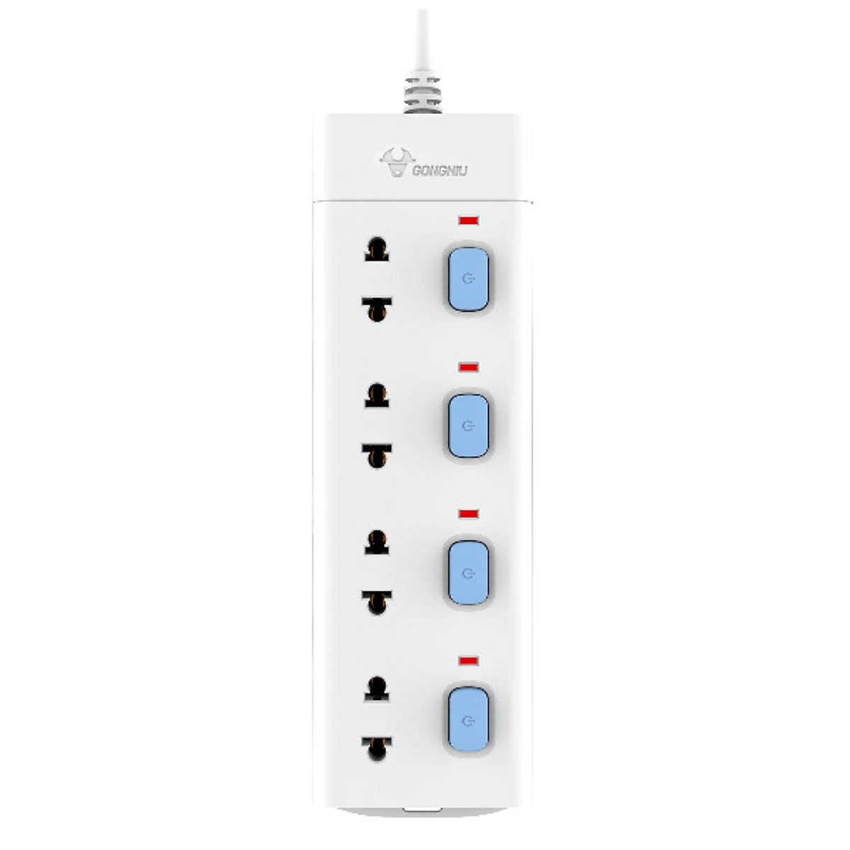 [HCM]Ổ Cắm Điện Gongniu Đa Năng 4 Ổ 4 Công Tắc – Công Suất 10A/250/2500W – Trắng – Chính Hãng (V3040)
