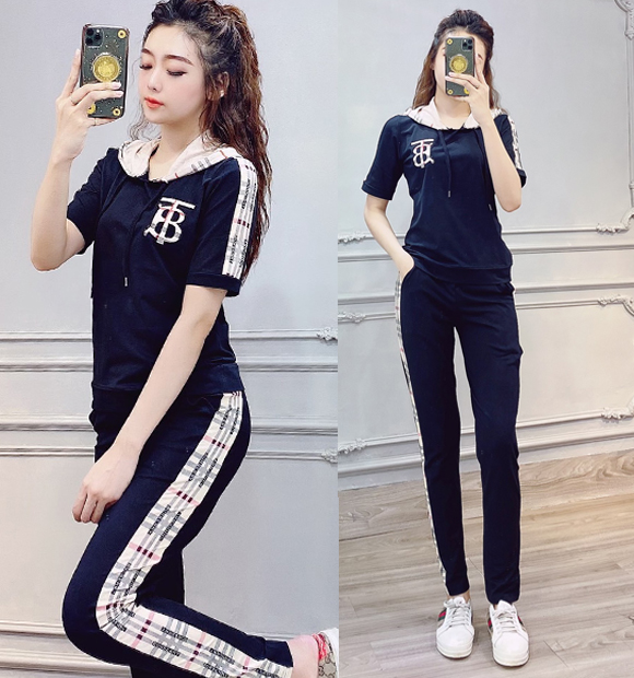 [HCM]Bộ đồ thể thao phối sọc có nón thêu chữ BT chất liệu 100% cotton ảnh chụp thật thiết kế năng động trẻ trung thích hợp mùa thu TT393 NEW