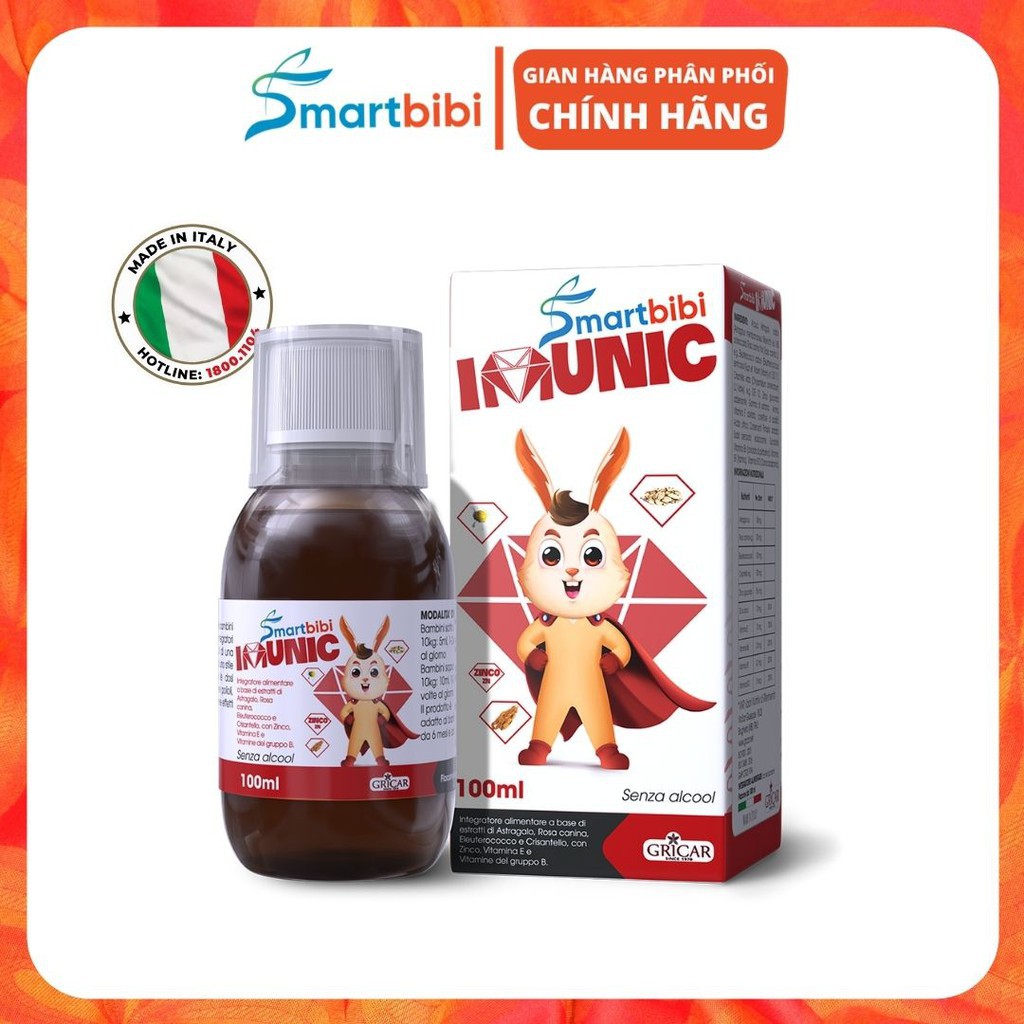 Siro tăng đề kháng Smartbibi Imunic tăng cường sức khỏe cho bé 100ml