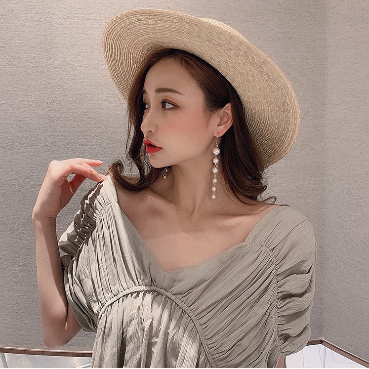 [HCM]Bông tai nữ dáng dài 6 viên ngọc trai cao cấp kèm video