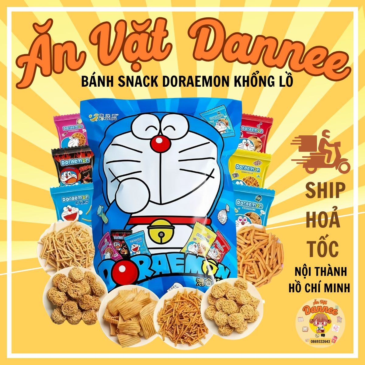 Bánh snack bimbim Doraemon khổng lồ - Ăn vặt Dannee